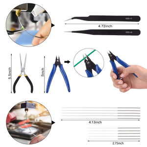 3D Printing Tool Kit 45pcs - Carving Knife Set / Cleaning Needles / Tweezers / Pliers / Scrapers / Caliper - 3D Printernational