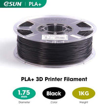 Charger l&#39;image dans la visionneuse de la galerie, eSUN 3D Printing Materials Black eSUN 3D Printer Filament PLA+ 1.75mm 1KG (2.2 LBS) Spool