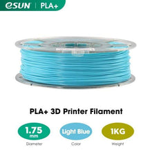 Charger l&#39;image dans la visionneuse de la galerie, eSUN 3D Printing Materials Light Blue eSUN 3D Printer Filament PLA+ 1.75mm 1KG (2.2 LBS) Spool