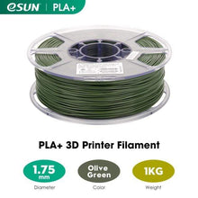 Load image into Gallery viewer, eSUN 3D Printing Materials Olive Green eSUN 3D Printer Filament PLA+ 1.75mm 1KG (2.2 LBS) Spool