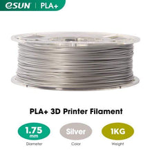 Charger l&#39;image dans la visionneuse de la galerie, eSUN 3D Printing Materials Silver eSUN 3D Printer Filament PLA+ 1.75mm 1KG (2.2 LBS) Spool